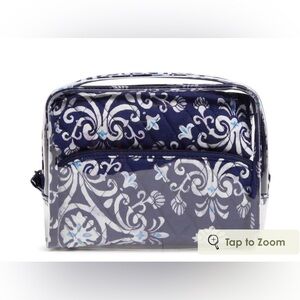 Vera Bradley 3 Piece Cosmetic Travel Kit in Steel Blue Medallion